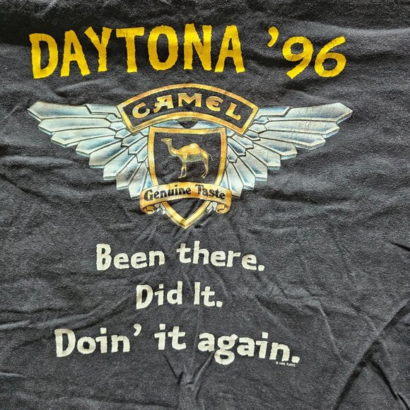 Camel Roadhouse T-Shirt XL American Born Black Cotton Distressed Tee 1996 Dayton - Picture 7 of 8